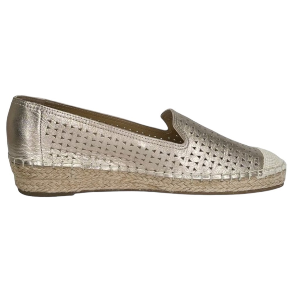 Bella Vita Womens Loafers 8.5M Channing Champagne Perforated Leather Jute - Picture 4 of 12